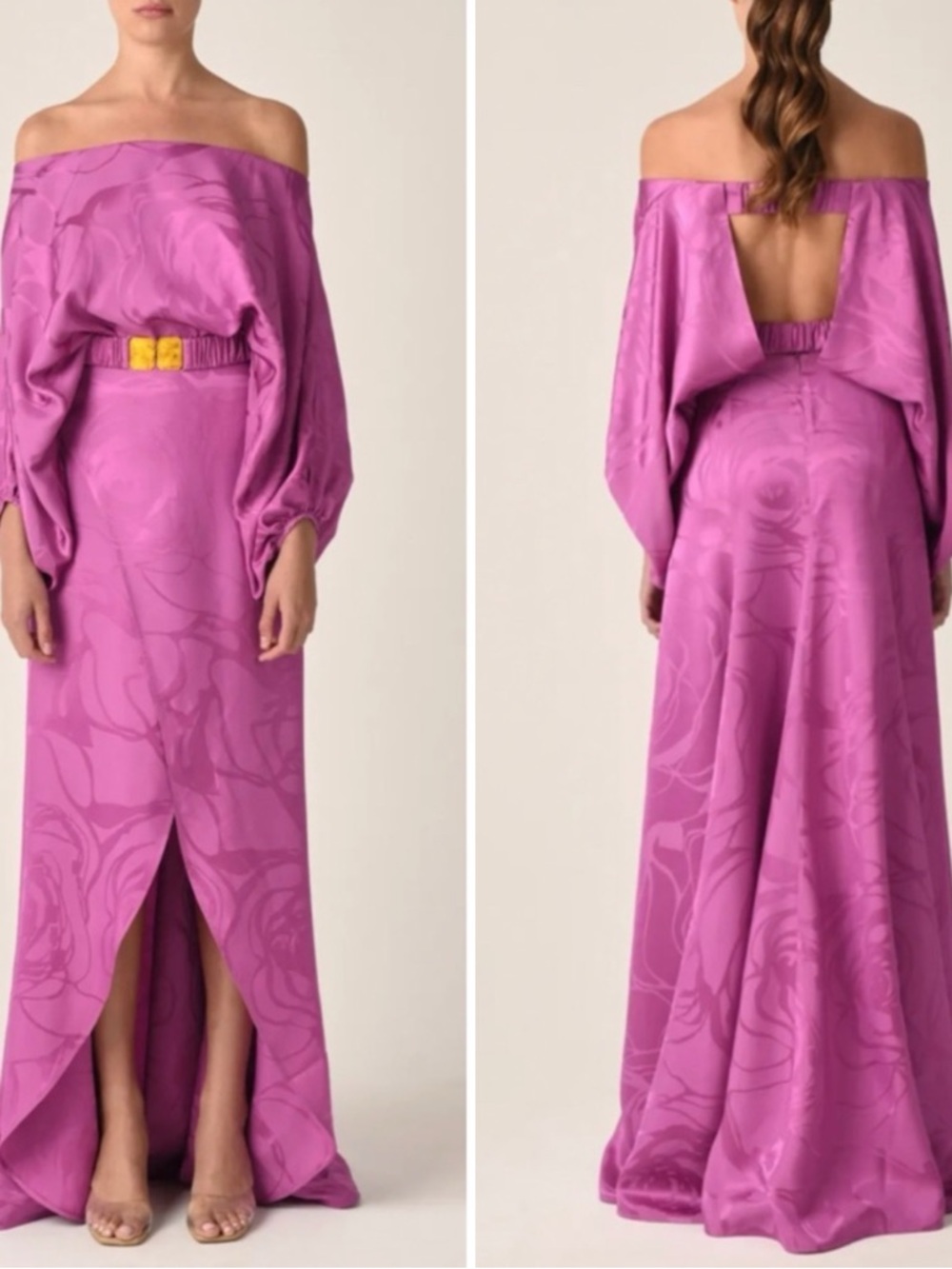 SILVIA TCHERASSI Meggie Off the Shoulder Floral Jacquard Maxi Dress Size Medium